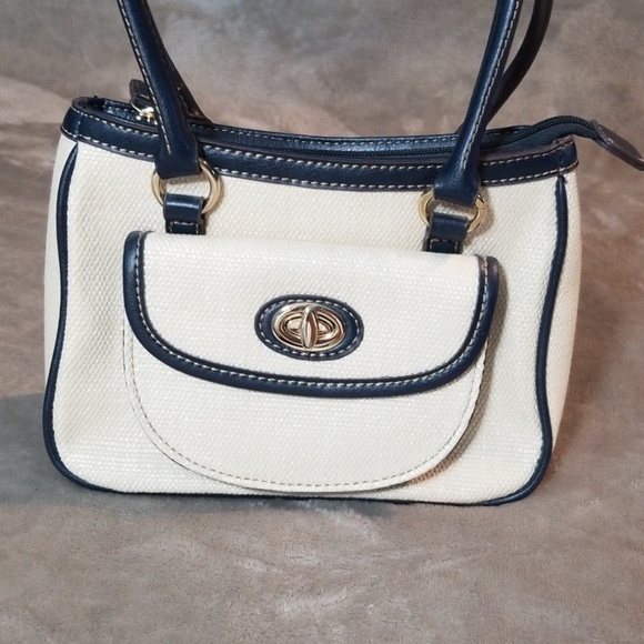 Etienne Aigner Bags Etienne Aigner Cream And Navy Purse Poshmark